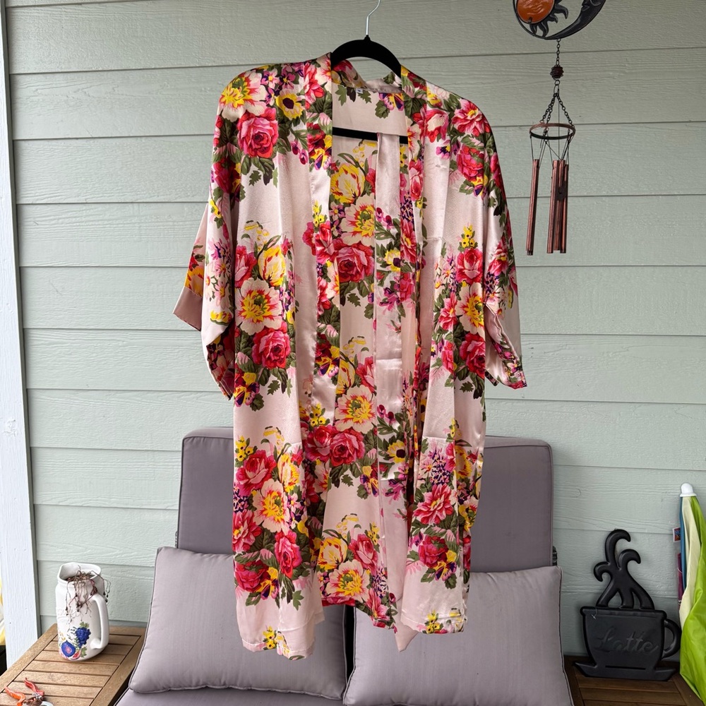 Floral Kimono with Pink and Yellow Flowers